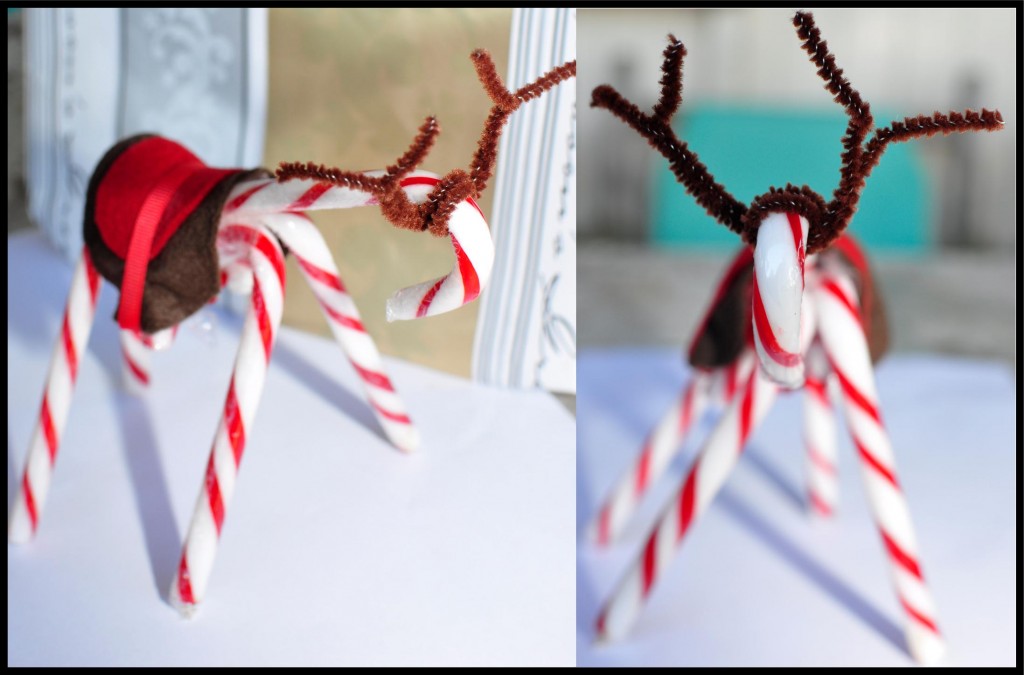 Cute candy cane reindeer for kids. 