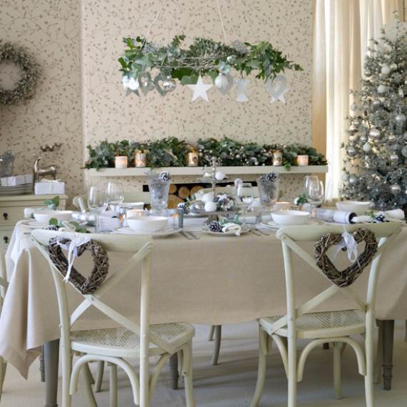 Fresh chandelier decorated with star ornaments.