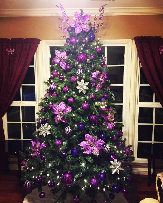 Gorgeous purple decoration with flowers and balls