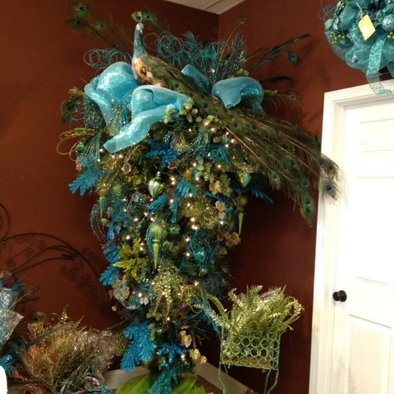 Marvelous peacock Christmas tree idea.