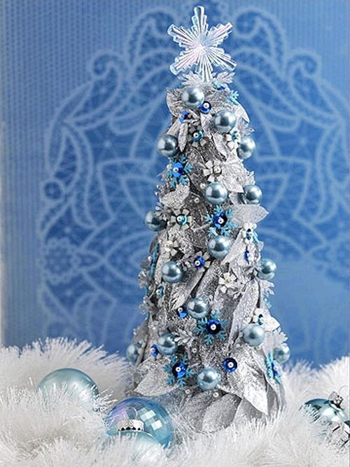 Marvelous vintage-style blue Christmas tree.