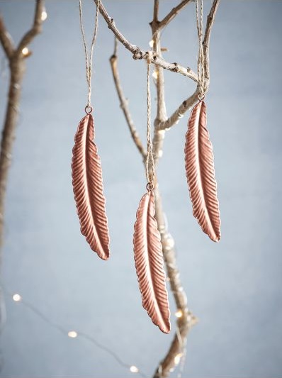 Metal feather ornaments.