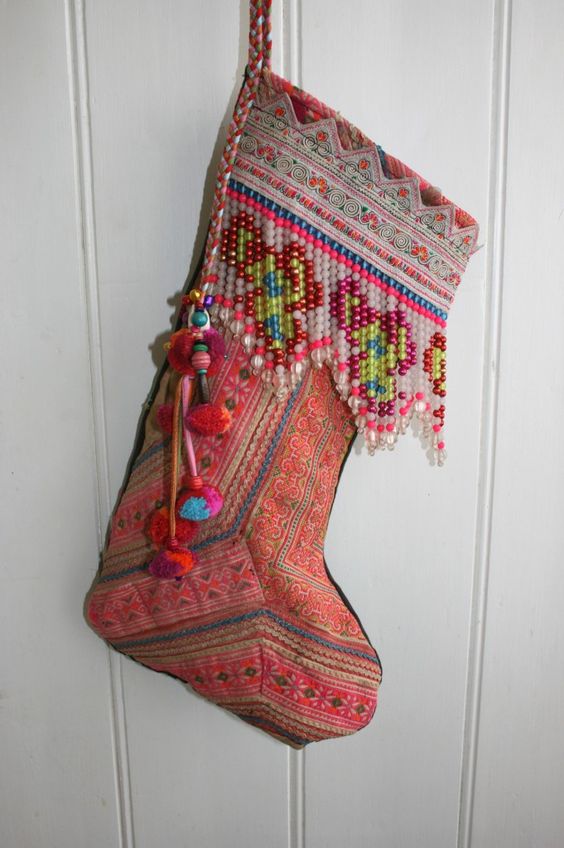 Multiple beads boho style stockings.