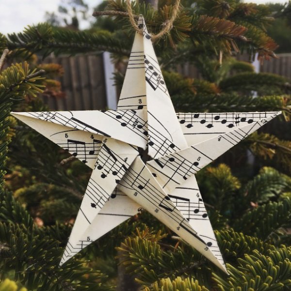 Music lover paper star Christmas tree ornament