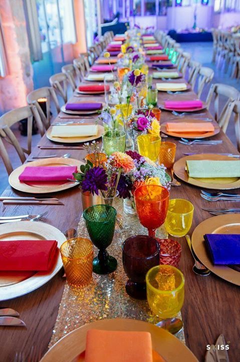 Pretty boho colorful tablescape.