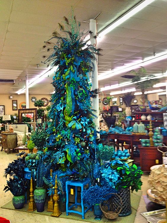 Ravishing peacock theme Christmas tree. 