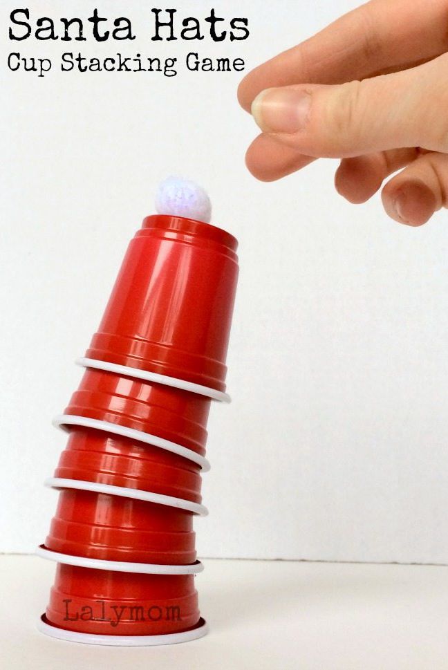 Santa hat cup stacking game