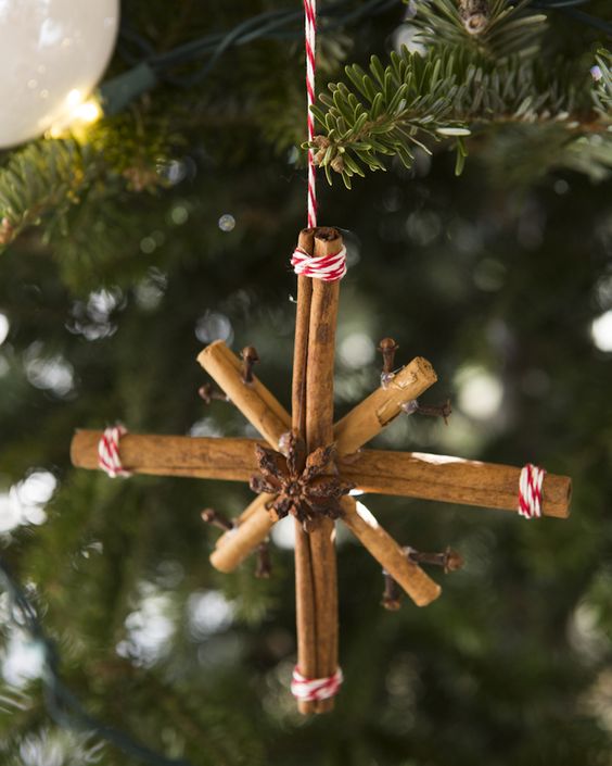 Traditional cinnamon ornament of cinnamon spice star