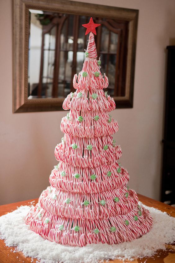 Wonderful candy cane Christmas tree.