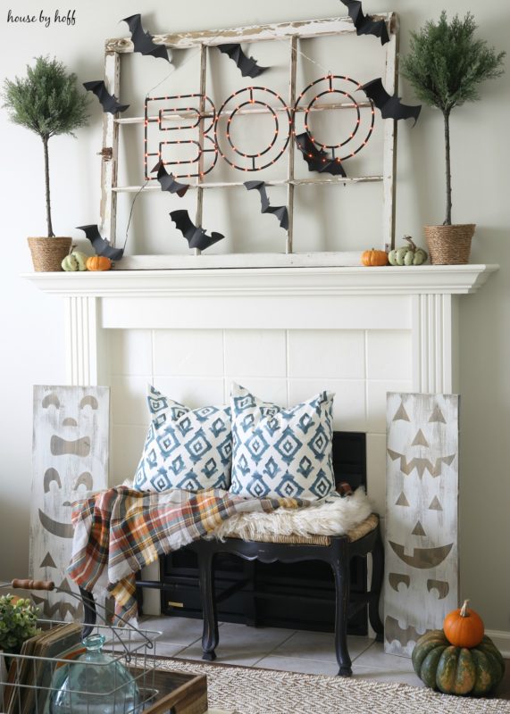 Awesome boo sign Halloween mantel decor