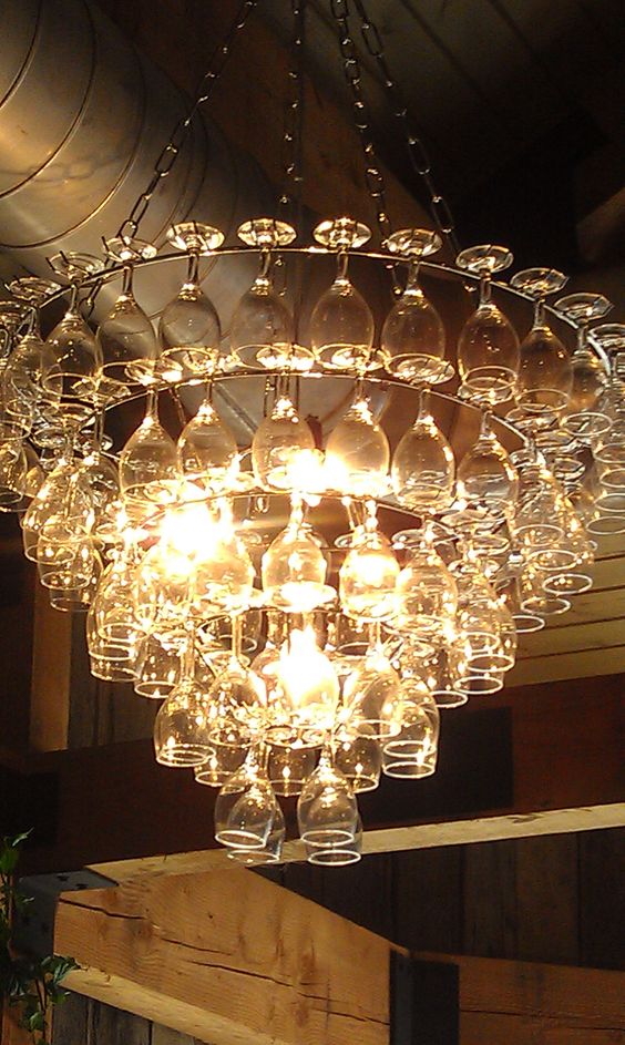 Charismatic wine glass chandelier for Christmas party decor