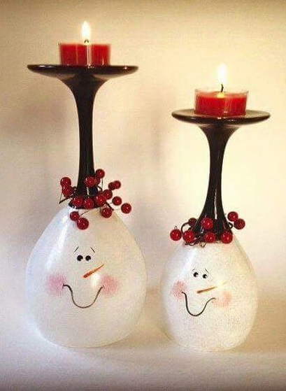 Cute wine glass decor candle holder