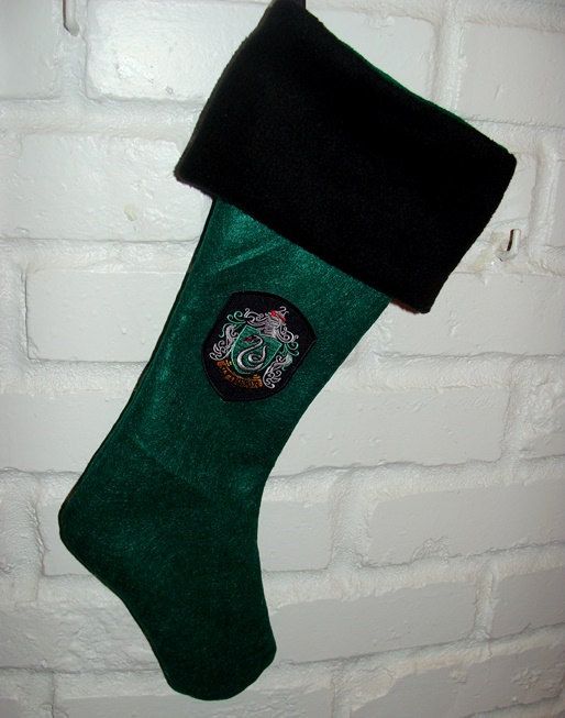 Exclusive Slytherin Christmas stocking design. 