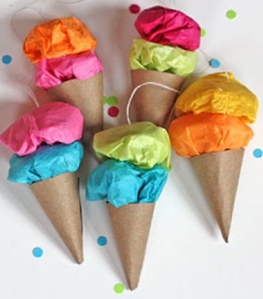 Graceful paper cone hangings. 