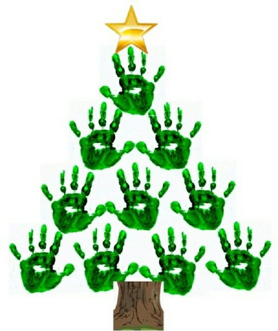 Handprint a Christmas tree with a star topper. 