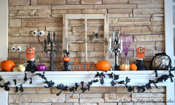 Spook mantel decor for Halloween