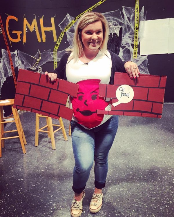 Brick wall pregnant belly.