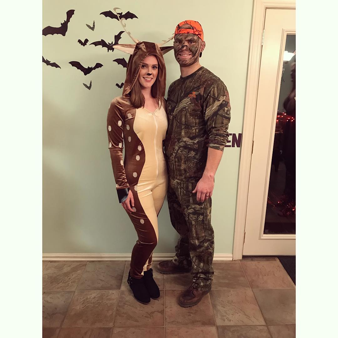 Deer and Hunter Halloween couple outfit. 