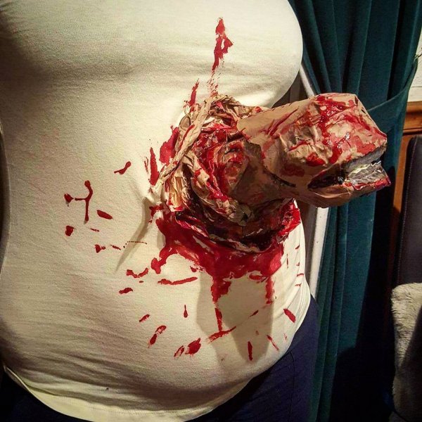 Horrific Halloween Pregnancy Costume Idea.