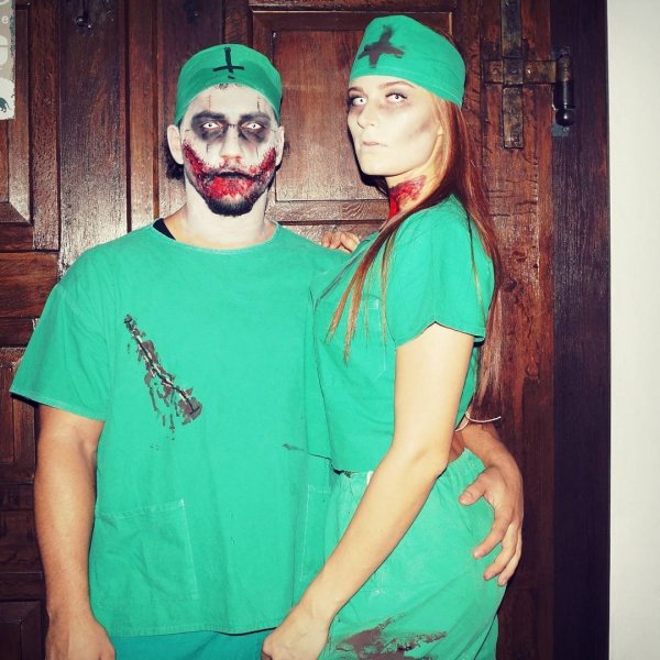 Monster Doctor Halloween couple costume.