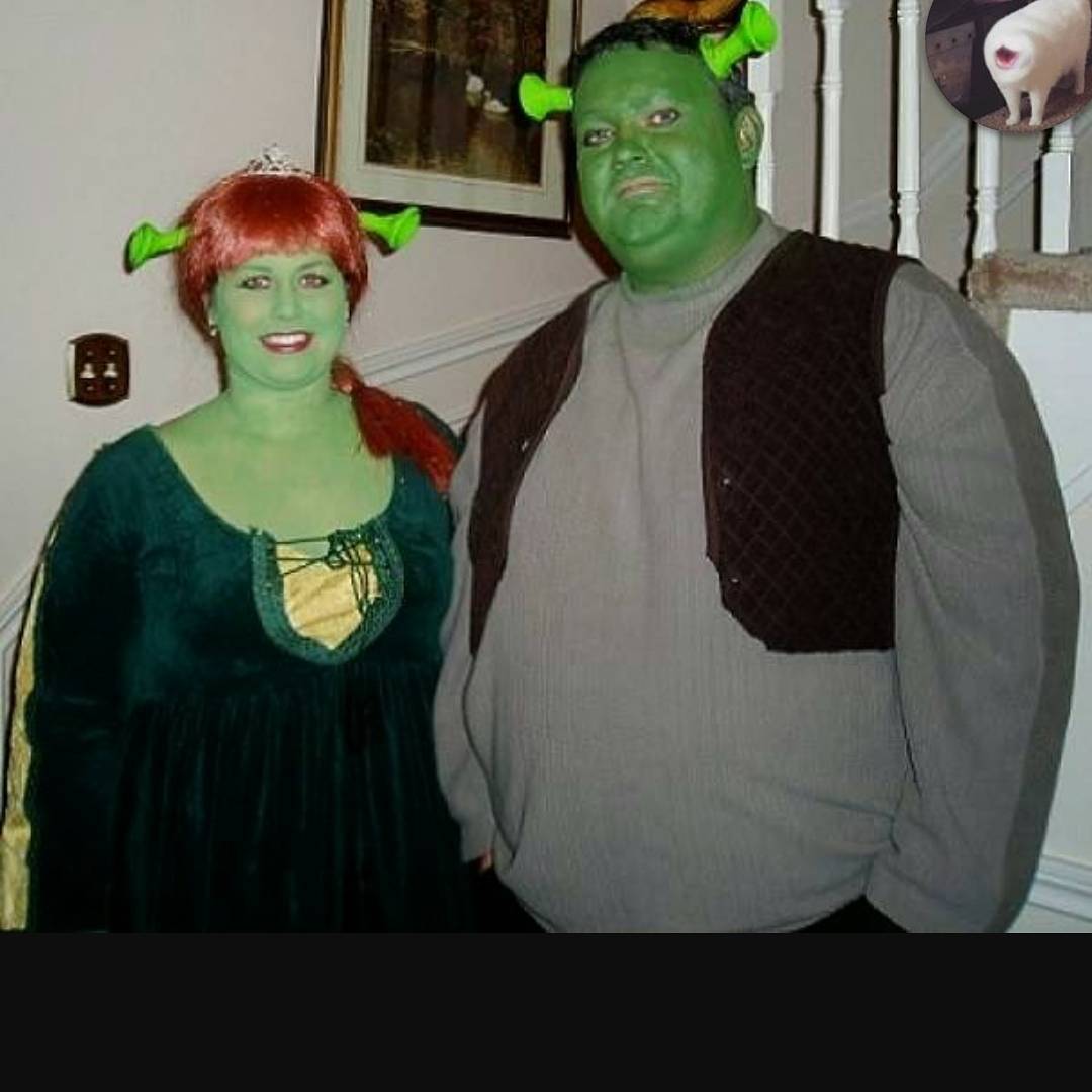 Ultimate green monster Halloween couple costume.