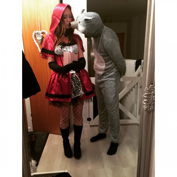 Wolf and the Red Fly couple costume for Halloween.