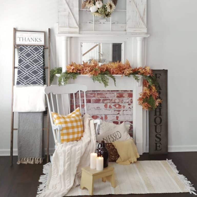 Faux Brick Fireplace and Mantel