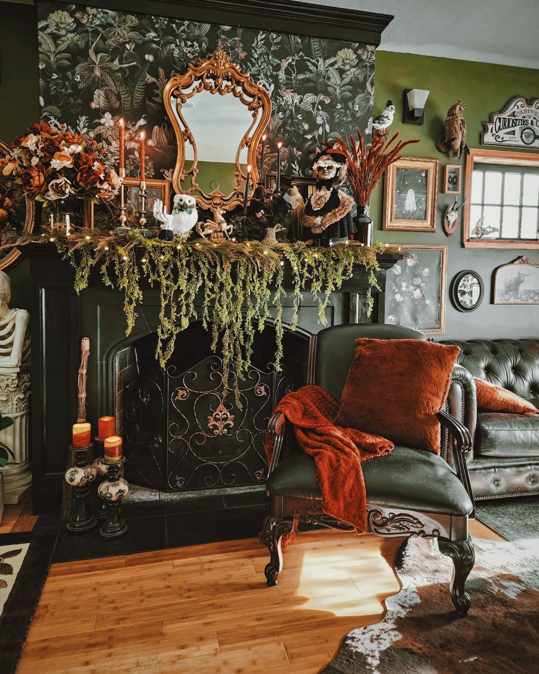 Ornate Fireplace Display with Gothic Charm