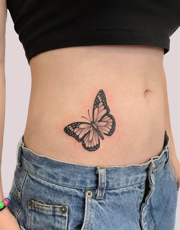 Butterfly waist tattoo