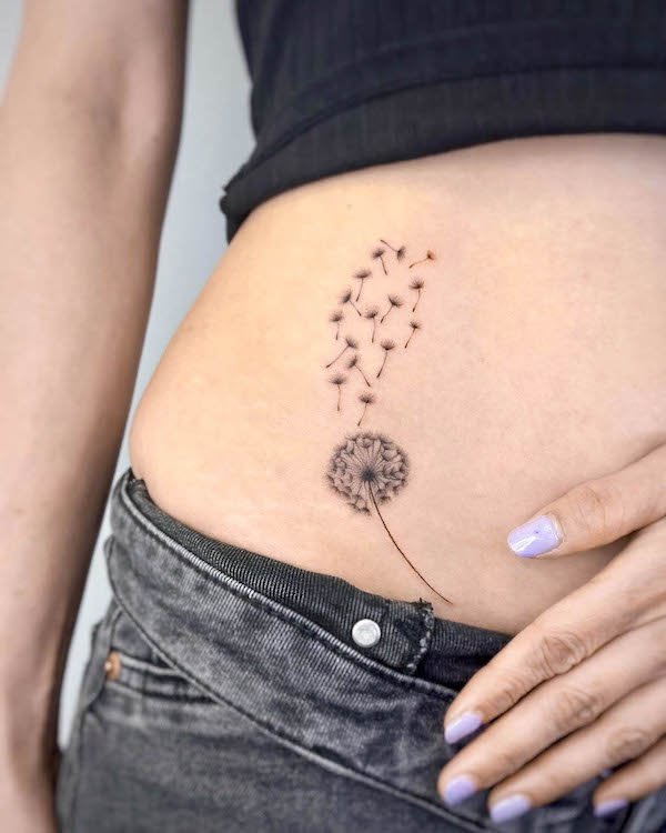 Dandelion waist tattoo