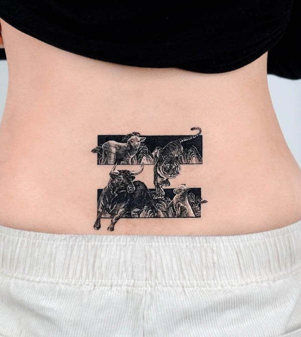 Tiger waist tattoo