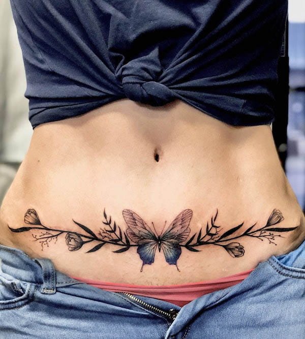 Tummy tuck butterfly tattoo