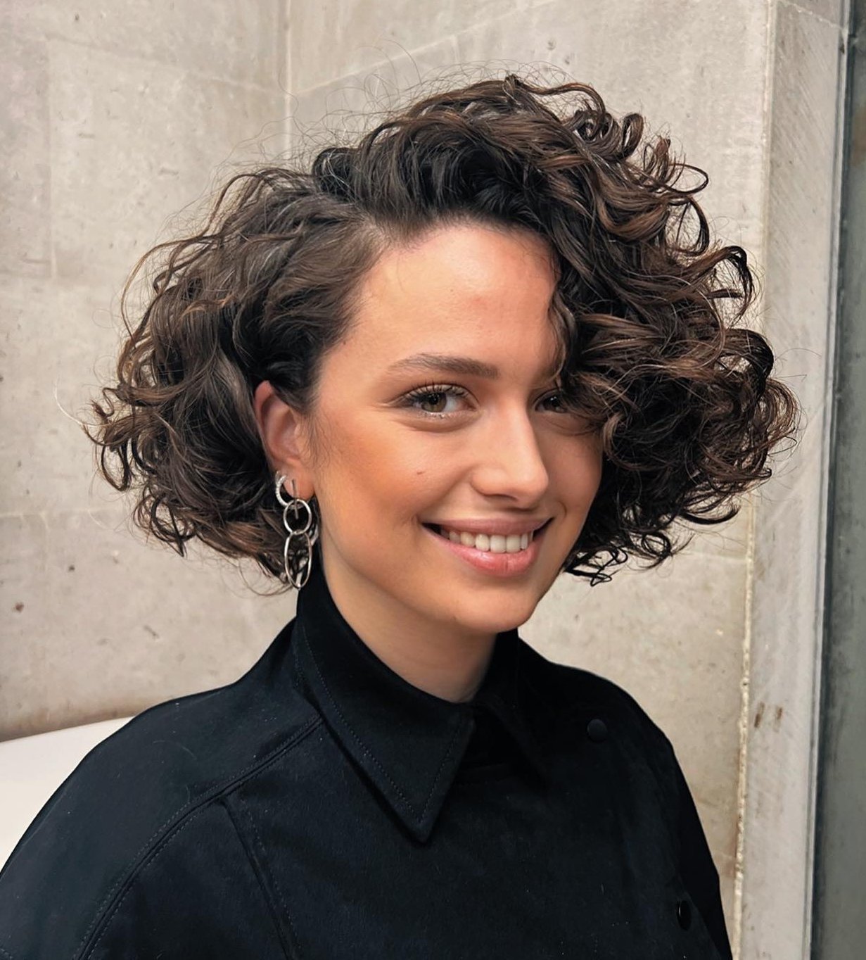Curly Bob with Deep Side Part