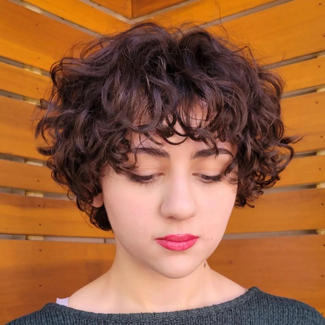 Micro Bob with Curly Fringe